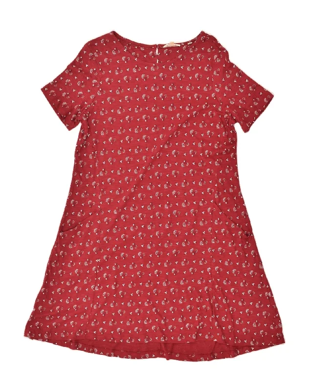 FAT FACE Womens A-Line Dress UK 14 Large Red Floral Cotton