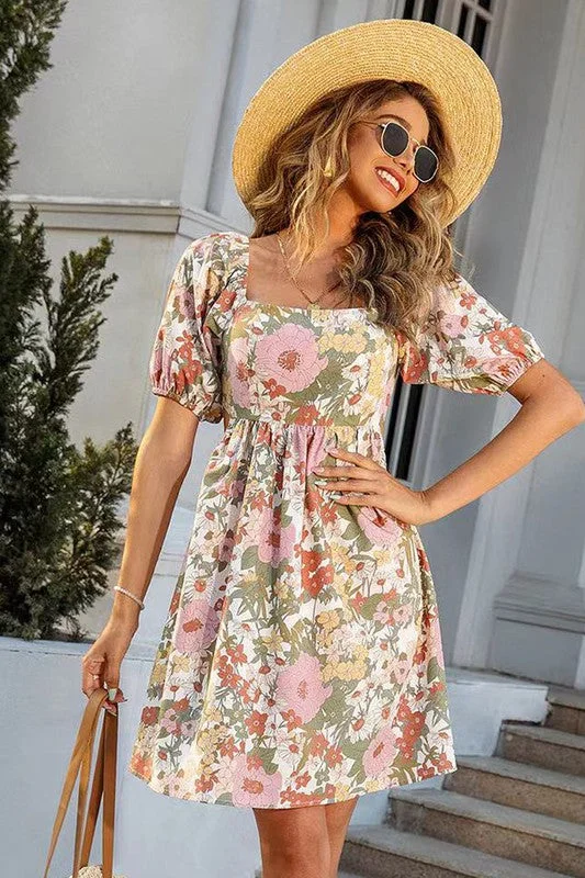 *Floral Dress with Tie Detail