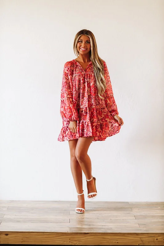 Floral Fantasy Mini Dress - Pink and Purple