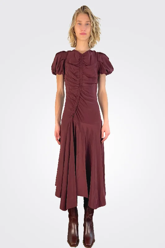 Heleen Dress - Mahogany Red