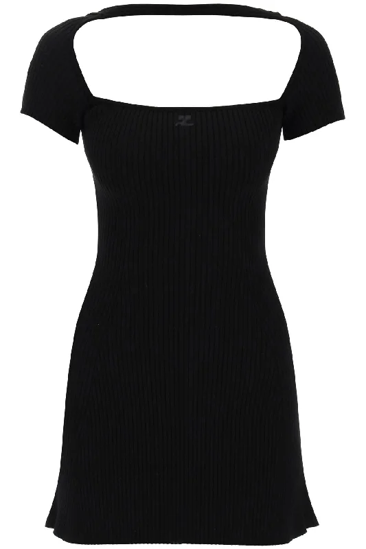 ""hyperbole mini ribbed jersey dress with 224MRO416FI0001 BLACK