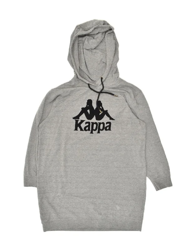 KAPPA Womens Graphic Hooded Jumper Dress UK 18 XL Grey Cotton