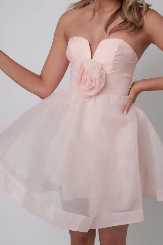 La Vie En Rose Strapless A-Line Mini Dress Baby Pink