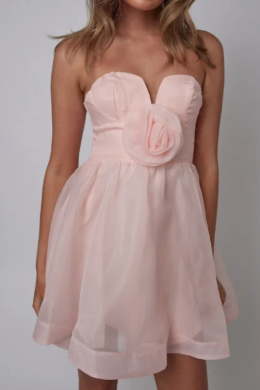 La Vie En Rose Strapless A-Line Mini Dress Baby Pink