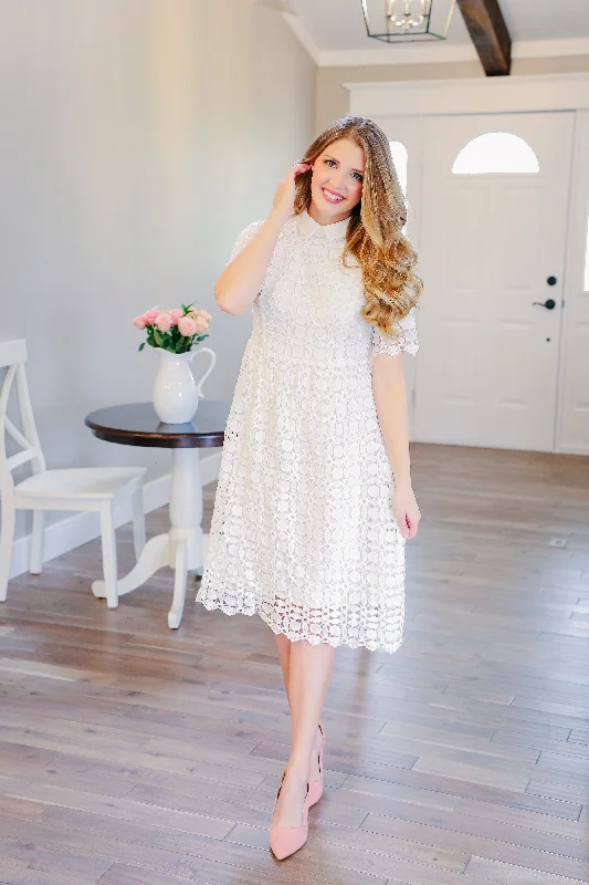 Lady in White Midi Dress