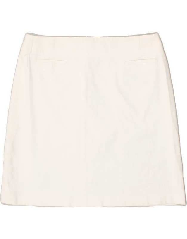 LAUREL Womens A-Line Skirt EU 40 Medium W30 White Cotton