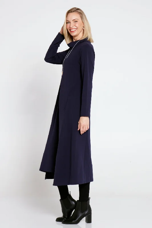 Margie Cowl Pocket Dress - Navy