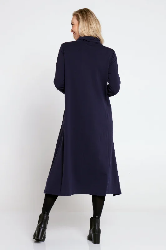 Margie Cowl Pocket Dress - Navy