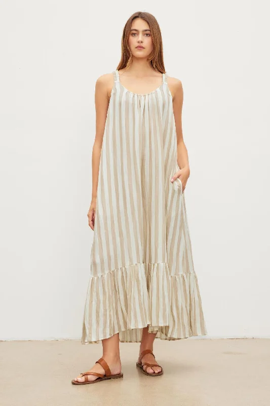 MERADITH STRIPED LINEN MAXI DRESS