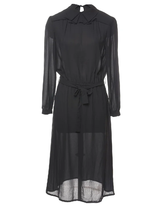 Midi Length Black Dress - L