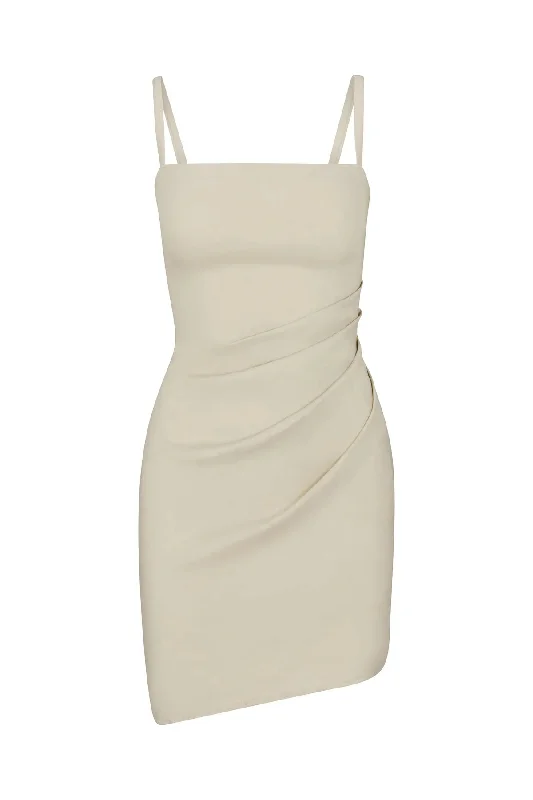 Nadege Draped Mini Dress - Natural