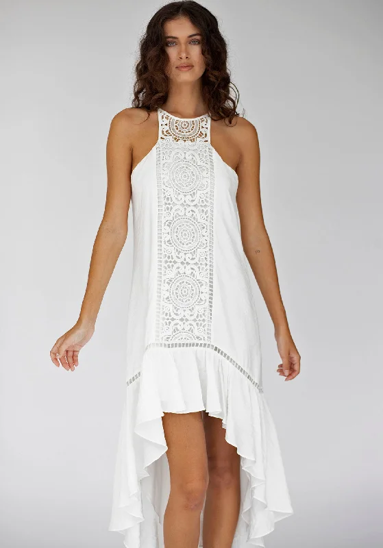 Noosa Lace Front High Low Hem Dress