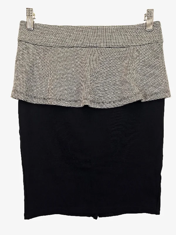 Review Houndstooth Peplum Midi Skirt Size 8