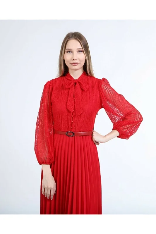 robe rouge plissée dress REF:5fc60d58774cdefdc2d7