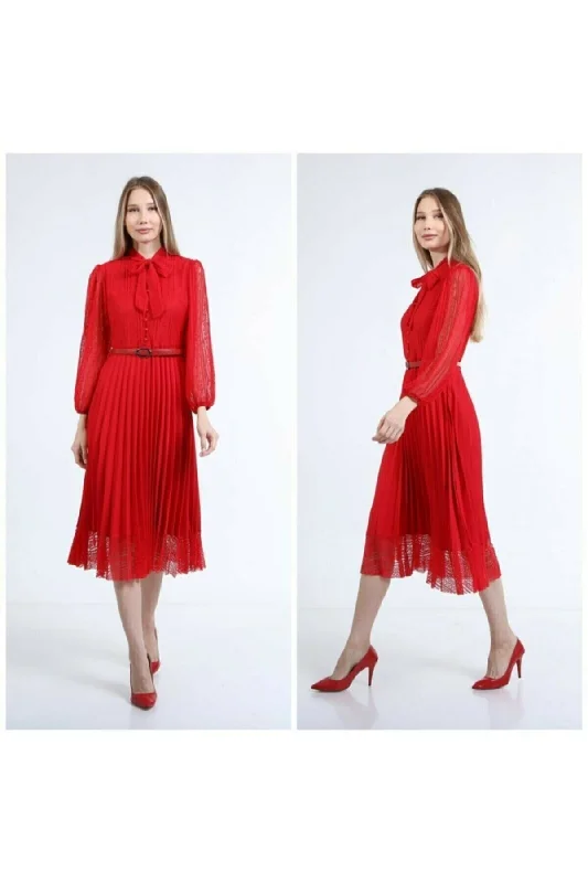 robe rouge plissée dress REF:5fc60d58774cdefdc2d7