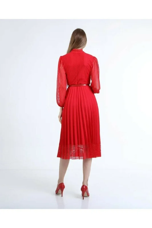 robe rouge plissée dress REF:5fc60d58774cdefdc2d7