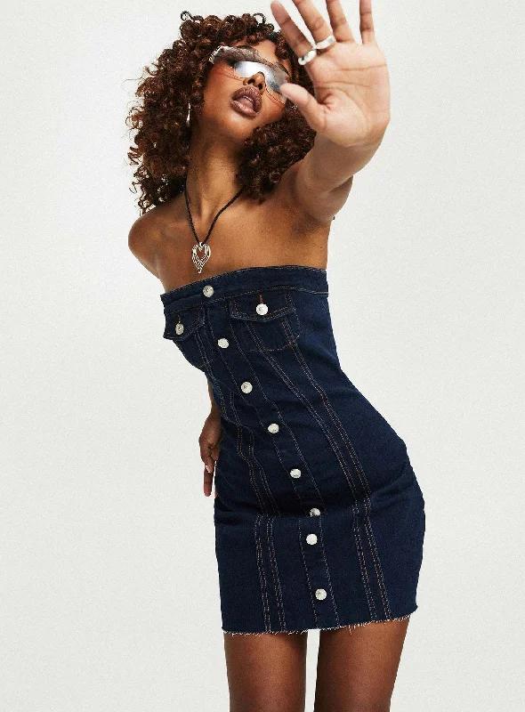 Sanaa Denim Mini Dress Blue