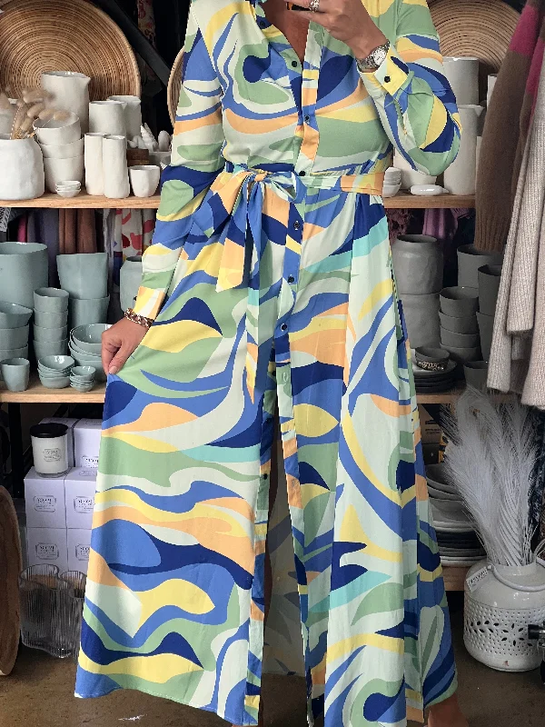 Sorrento Sunsets Maxi Shirt Dress