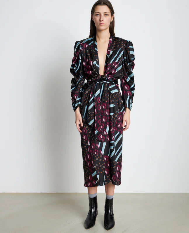 Stella Nova Toya Tie Combination Silk Dress