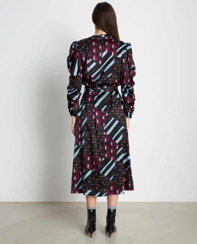 Stella Nova Toya Tie Combination Silk Dress