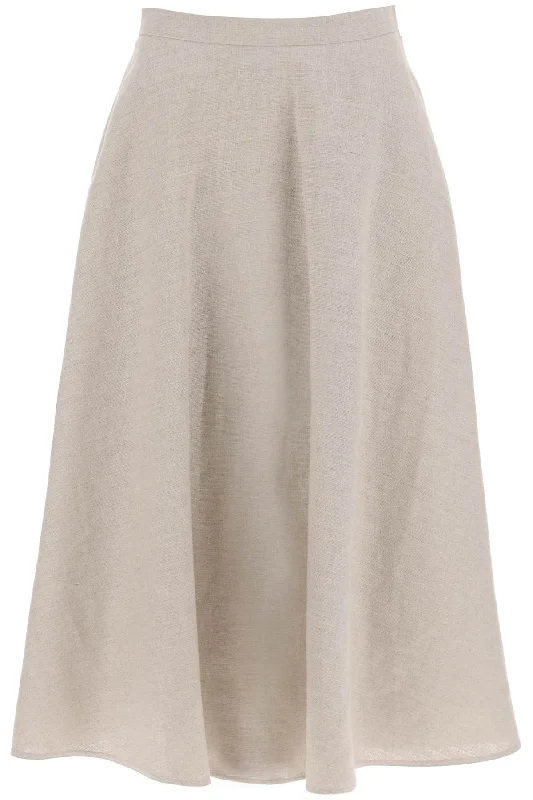 Valentino garavani linen canvas skirt for women 4B0RABC08HK BEIGE GRAVEL